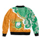 Personalized Afro Ivory Coast Bomber Jacket Coat Of Arms With Kente Pattern