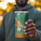 Personalized Afro Ivory Coast 4 in 1 Can Cooler Tumbler Coat Of Arms With Kente Pattern