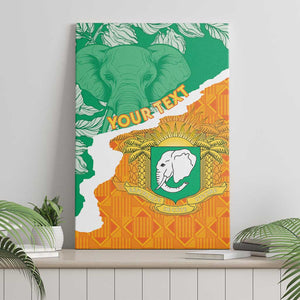 Personalized Afro Ivory Coast Canvas Wall Art Coat Of Arms With Kente Pattern