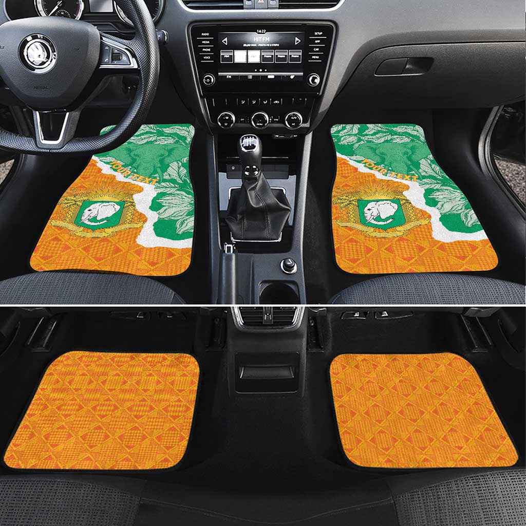 Personalized Afro Ivory Coast Car Mats Coat Of Arms With Kente Pattern