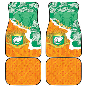 Personalized Afro Ivory Coast Car Mats Coat Of Arms With Kente Pattern