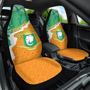 Personalized Afro Ivory Coast Car Seat Cover Coat Of Arms With Kente Pattern