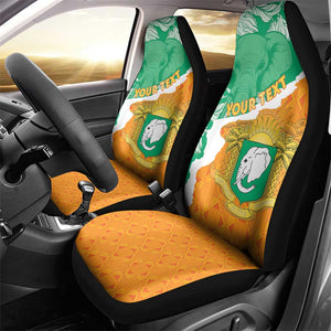 Personalized Afro Ivory Coast Car Seat Cover Coat Of Arms With Kente Pattern