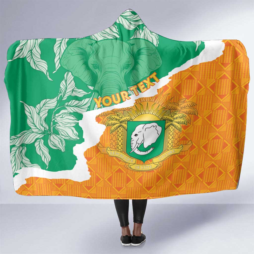 Personalized Afro Ivory Coast Hooded Blanket Coat Of Arms With Kente Pattern