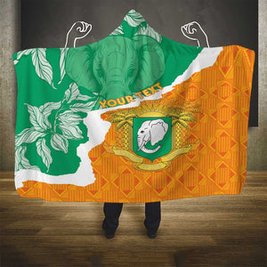 Personalized Afro Ivory Coast Hooded Blanket Coat Of Arms With Kente Pattern