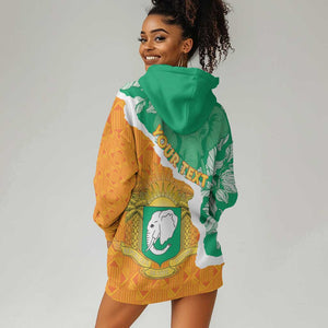 Personalized Afro Ivory Coast Hoodie Dress Coat Of Arms With Kente Pattern