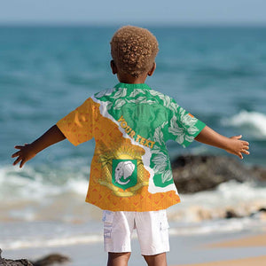 Personalized Afro Ivory Coast Kid Hawaiian Shirt Coat Of Arms With Kente Pattern