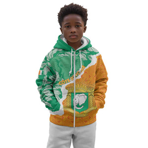 Personalized Afro Ivory Coast Kid Hoodie Coat Of Arms With Kente Pattern