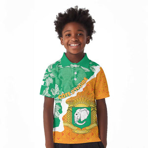 Personalized Afro Ivory Coast Kid Polo Shirt Coat Of Arms With Kente Pattern