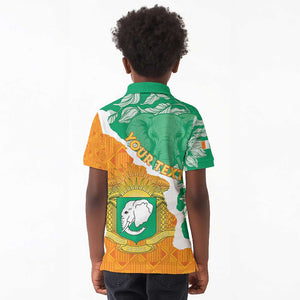 Personalized Afro Ivory Coast Kid Polo Shirt Coat Of Arms With Kente Pattern