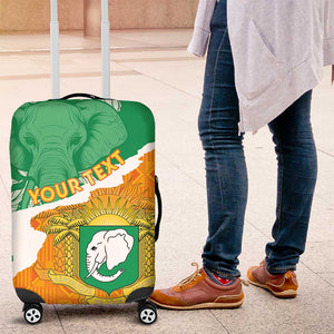 Personalized Afro Ivory Coast Luggage Cover Coat Of Arms With Kente Pattern