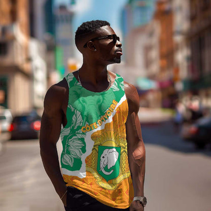 Personalized Afro Ivory Coast Men Tank Top Coat Of Arms With Kente Pattern