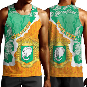 Personalized Afro Ivory Coast Men Tank Top Coat Of Arms With Kente Pattern