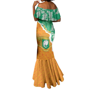 Personalized Afro Ivory Coast Mermaid Dress Coat Of Arms With Kente Pattern