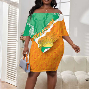 Personalized Afro Ivory Coast Off Shoulder Short Dress Coat Of Arms With Kente Pattern