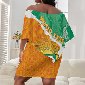 Personalized Afro Ivory Coast Off Shoulder Short Dress Coat Of Arms With Kente Pattern