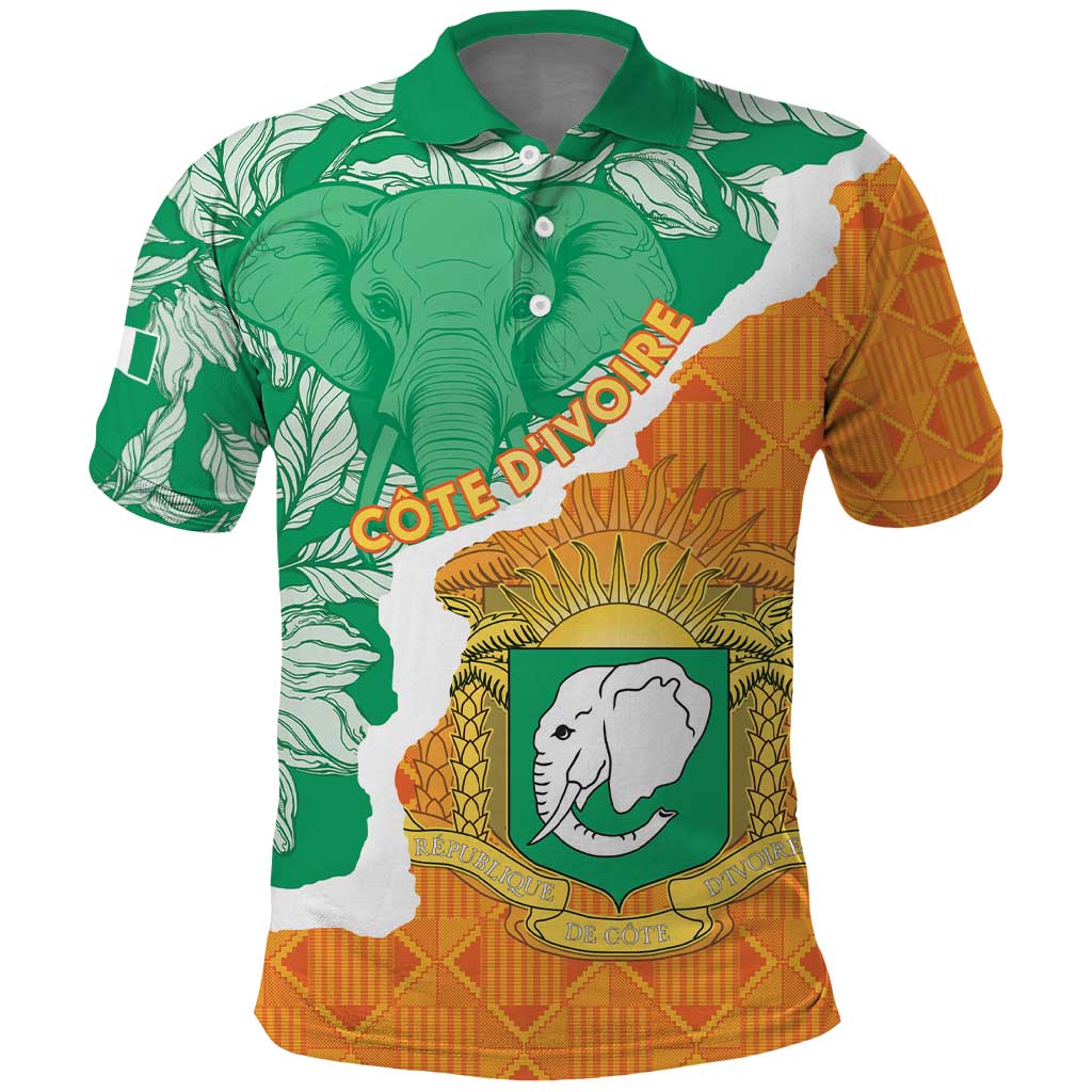 Personalized Afro Ivory Coast Polo Shirt Coat Of Arms With Kente Pattern