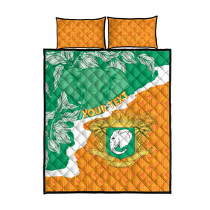 Personalized Afro Ivory Coast Quilt Bed Set Coat Of Arms With Kente Pattern