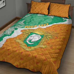 Personalized Afro Ivory Coast Quilt Bed Set Coat Of Arms With Kente Pattern