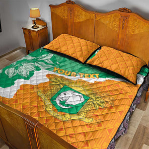 Personalized Afro Ivory Coast Quilt Bed Set Coat Of Arms With Kente Pattern