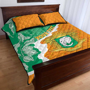 Personalized Afro Ivory Coast Quilt Bed Set Coat Of Arms With Kente Pattern