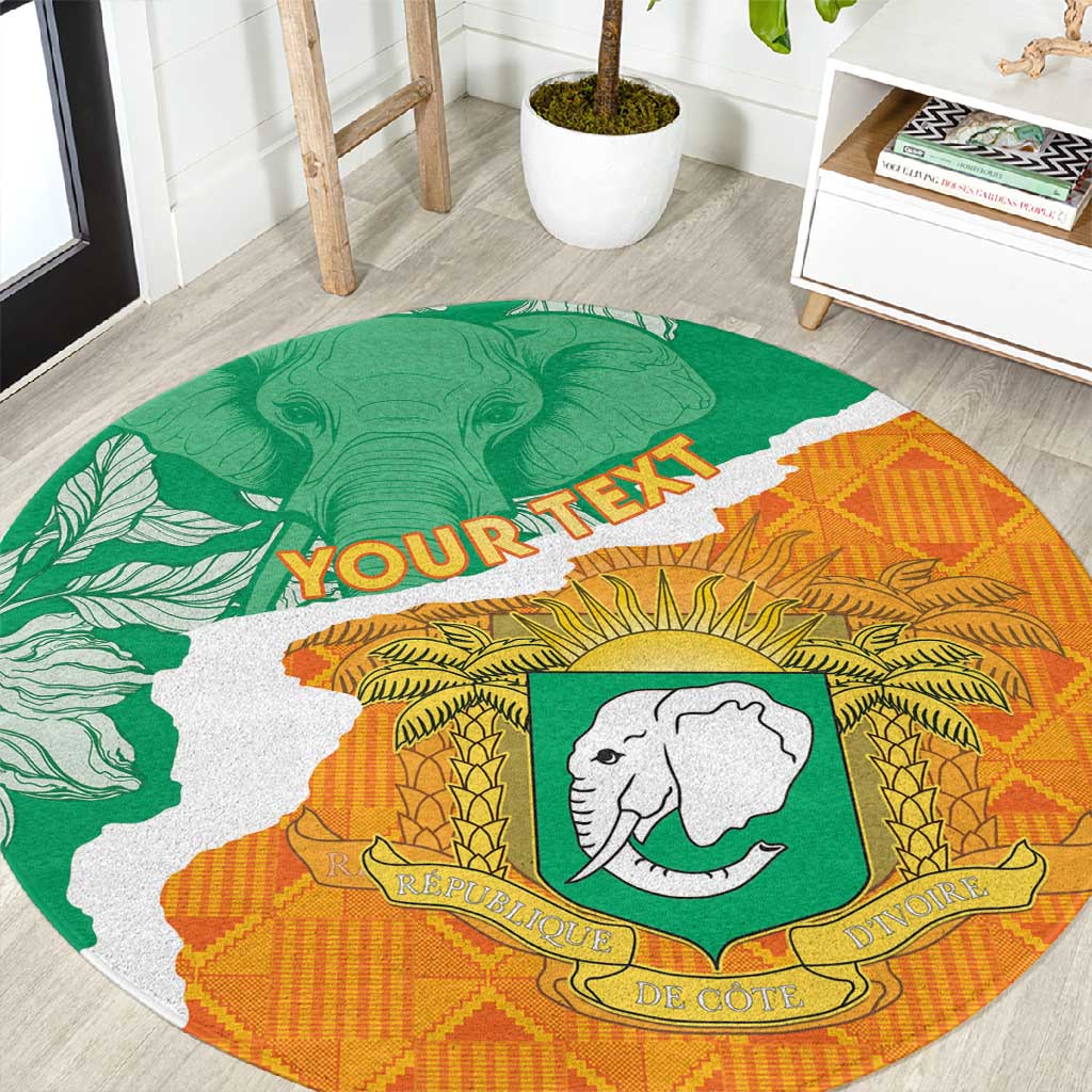 Personalized Afro Ivory Coast Round Carpet Coat Of Arms With Kente Pattern