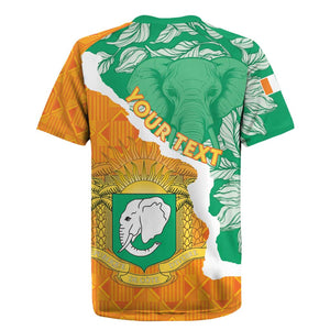 Personalized Afro Ivory Coast Rugby Jersey Coat Of Arms With Kente Pattern