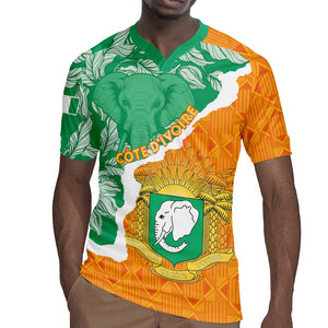 Personalized Afro Ivory Coast Rugby Jersey Coat Of Arms With Kente Pattern