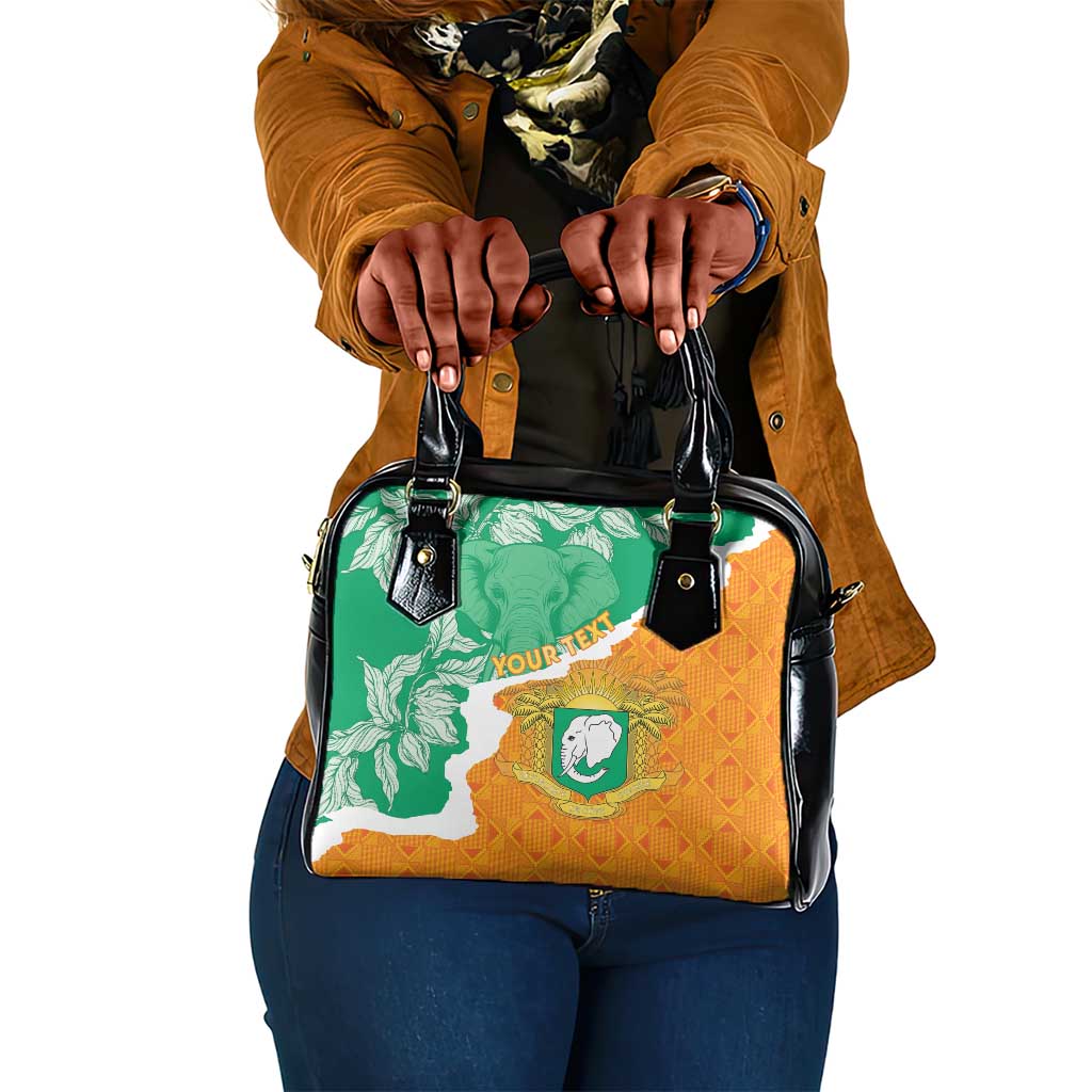 Personalized Afro Ivory Coast Shoulder Handbag Coat Of Arms With Kente Pattern