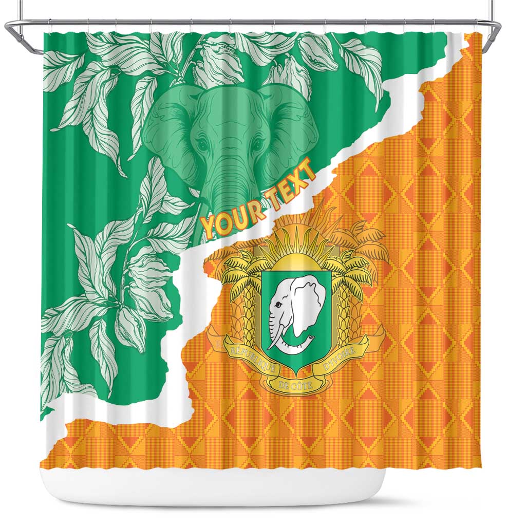 Personalized Afro Ivory Coast Shower Curtain Coat Of Arms With Kente Pattern