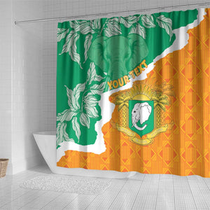 Personalized Afro Ivory Coast Shower Curtain Coat Of Arms With Kente Pattern