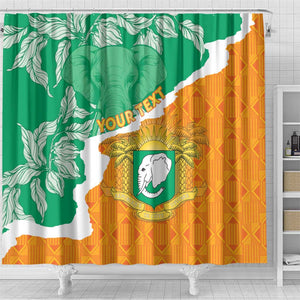 Personalized Afro Ivory Coast Shower Curtain Coat Of Arms With Kente Pattern