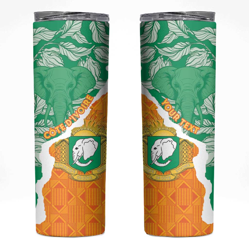 Personalized Afro Ivory Coast Skinny Tumbler Coat Of Arms With Kente Pattern