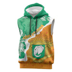 Personalized Afro Ivory Coast Sleeveless Hoodie Coat Of Arms With Kente Pattern - African Pride