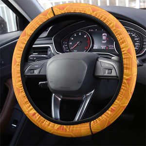 Afro Ivory Coast Steering Wheel Cover Coat Of Arms With Kente Pattern