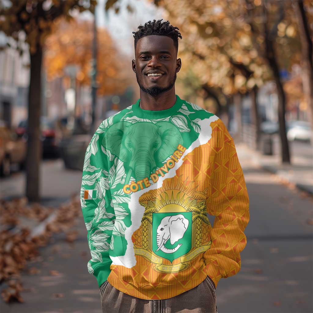 Personalized Afro Ivory Coast Sweatshirt Coat Of Arms With Kente Pattern