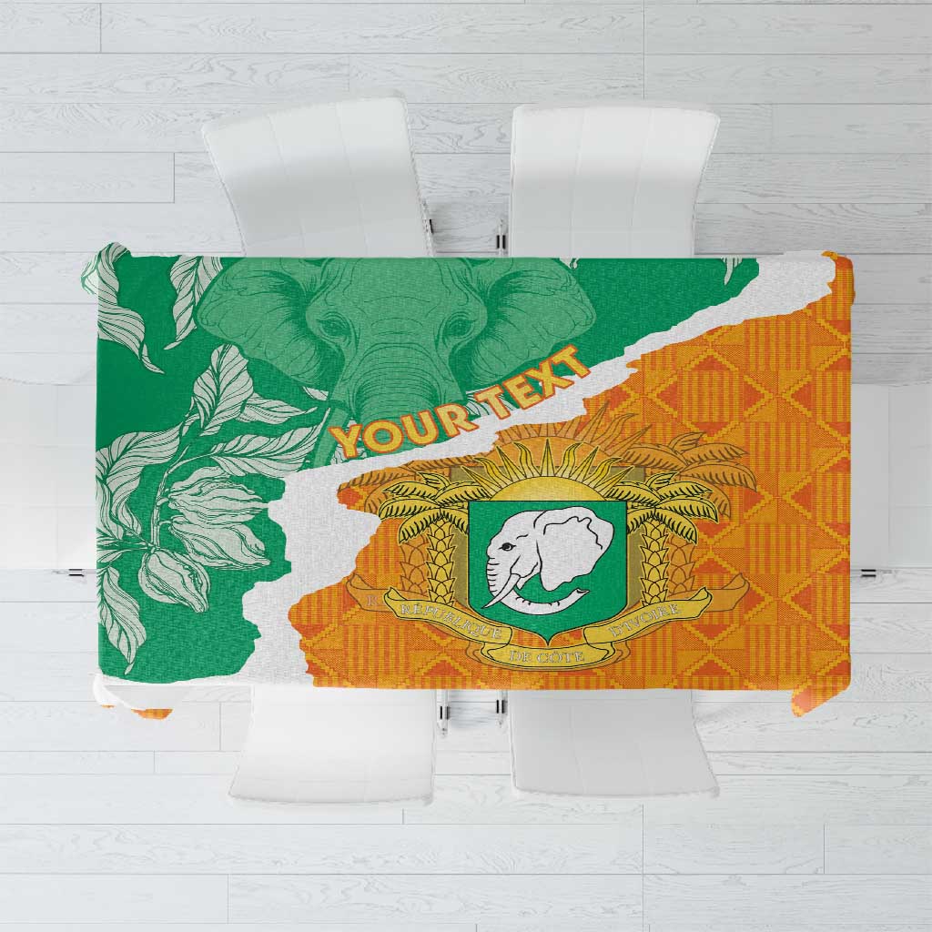 Personalized Afro Ivory Coast Tablecloth Coat Of Arms With Kente Pattern