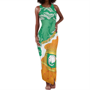 Personalized Afro Ivory Coast Tank Maxi Dress Coat Of Arms With Kente Pattern