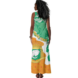 Personalized Afro Ivory Coast Tank Maxi Dress Coat Of Arms With Kente Pattern