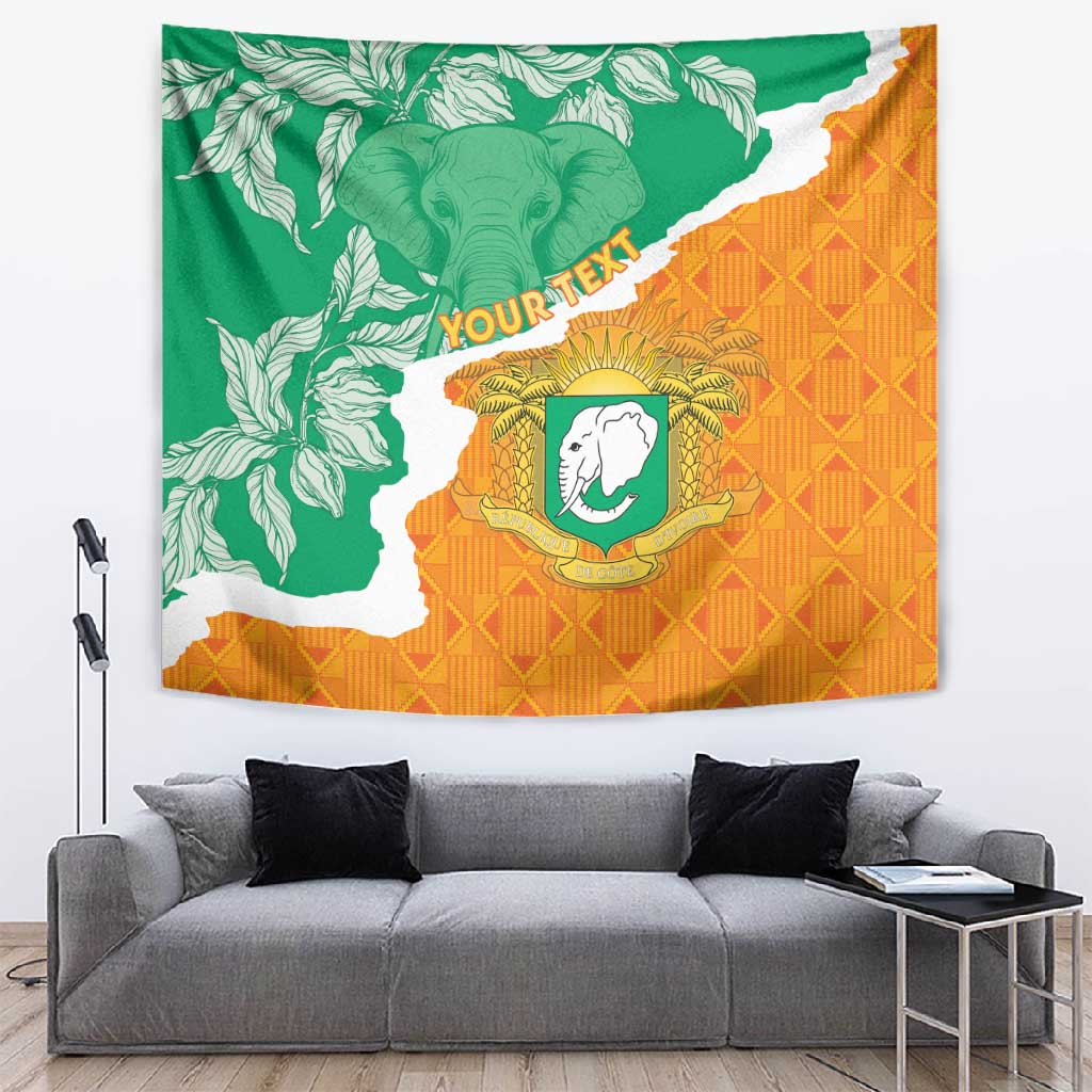 Personalized Afro Ivory Coast Tapestry Coat Of Arms With Kente Pattern