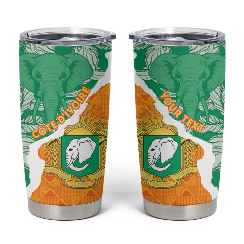 Personalized Afro Ivory Coast Tumbler Cup Coat Of Arms With Kente Pattern