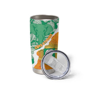 Personalized Afro Ivory Coast Tumbler Cup Coat Of Arms With Kente Pattern