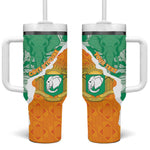 Personalized Afro Ivory Coast Tumbler With Handle Coat Of Arms With Kente Pattern