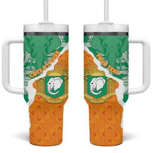 Personalized Afro Ivory Coast Tumbler With Handle Coat Of Arms With Kente Pattern