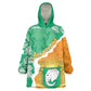 Personalized Afro Ivory Coast Wearable Blanket Hoodie Coat Of Arms With Kente Pattern