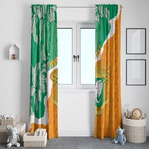 Personalized Afro Ivory Coast Window Curtain Coat Of Arms With Kente Pattern