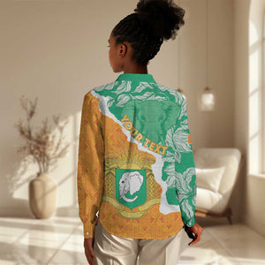 Personalized Afro Ivory Coast Women Casual Shirt Coat Of Arms With Kente Pattern