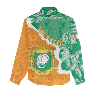 Personalized Afro Ivory Coast Women Casual Shirt Coat Of Arms With Kente Pattern