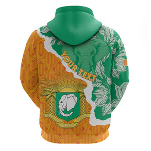 Personalized Afro Ivory Coast Zip Hoodie Coat Of Arms With Kente Pattern