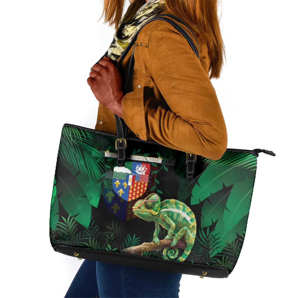 Reunion Island Leather Tote Bag Furcifer Pardalis